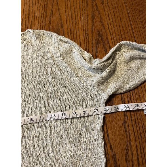 Eileen Fisher Open Knit Linen Top Size XL Boat Neck Beach Coastal Boxy - Picture 8 of 9